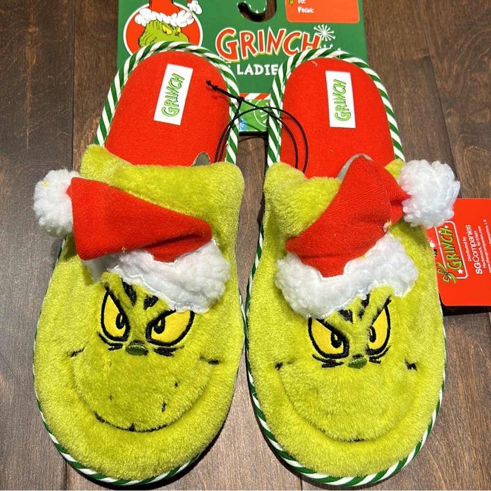 Dr. seuss Mr Grinch Women’s slippers Green New Christmas Gift - Picture 2 of 2